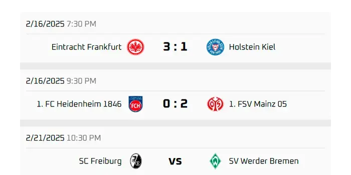 Great widget design - Bundesliga football matches